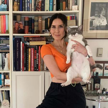 Sheila Carassco with her pet cat.